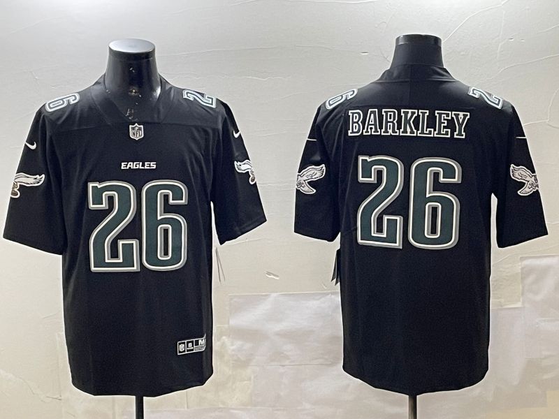 Men Philadelphia Eagles #26 Barkley Black 2025 Nike Vapor Limited NFL Jersey style 3